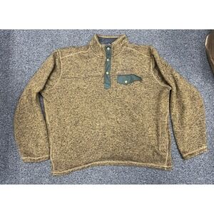 Eddie Bauer Convector Snap Mock Sweater Fleece Pullover Mens XL Brown pockets